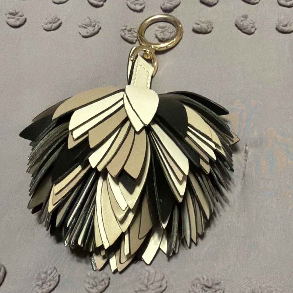Michael Kors Black and Cream Pom Pom Handbag Charm